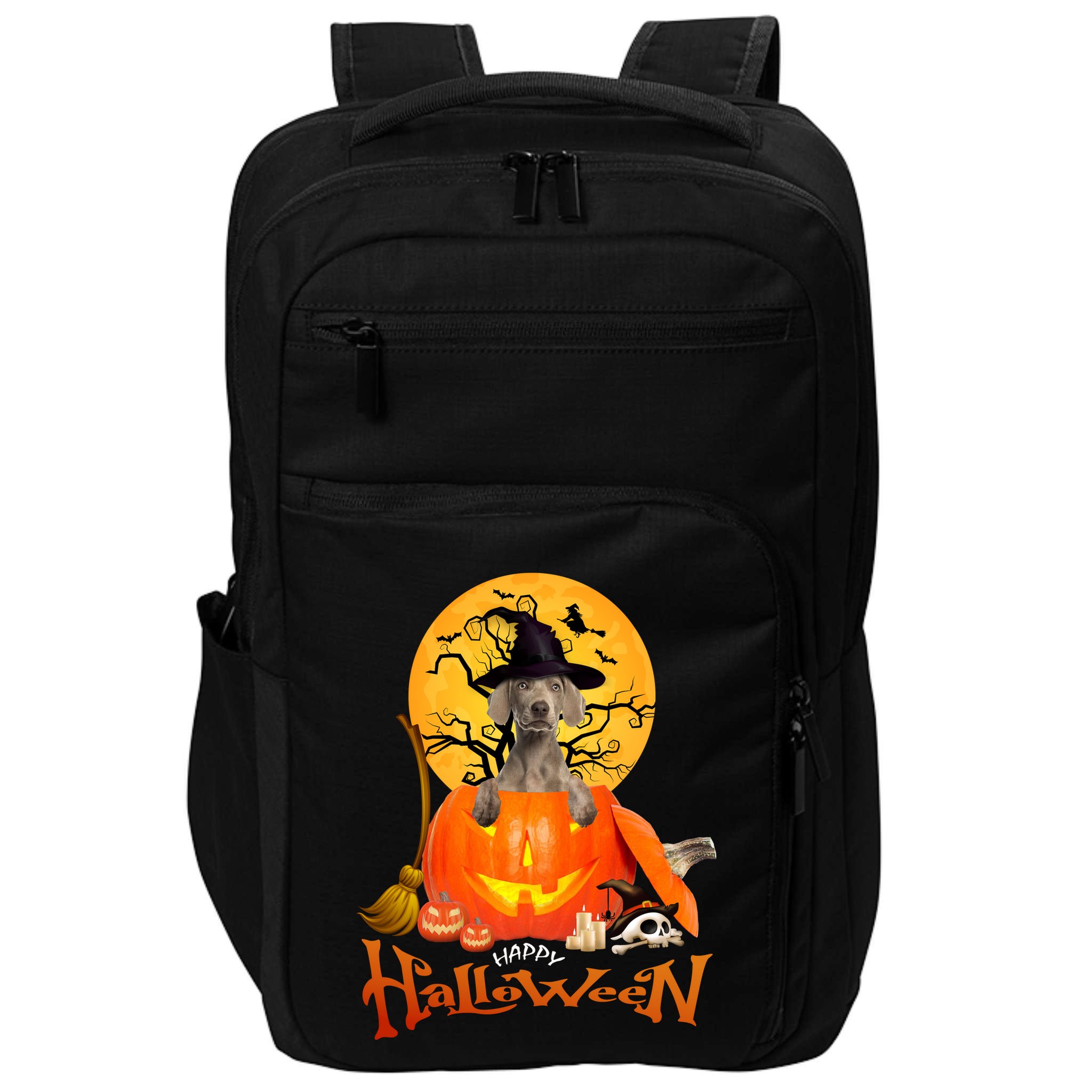 Funny Weimaraner Spooky Halloween Impact Tech Backpack