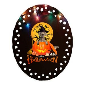 Funny Weimaraner Spooky Halloween Ceramic Oval Ornament