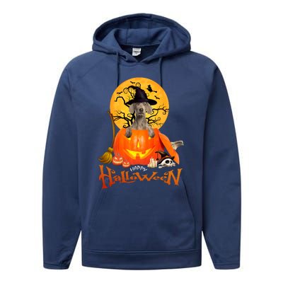 Funny Weimaraner Spooky Halloween Performance Fleece Hoodie