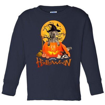 Funny Weimaraner Spooky Halloween Toddler Long Sleeve Shirt