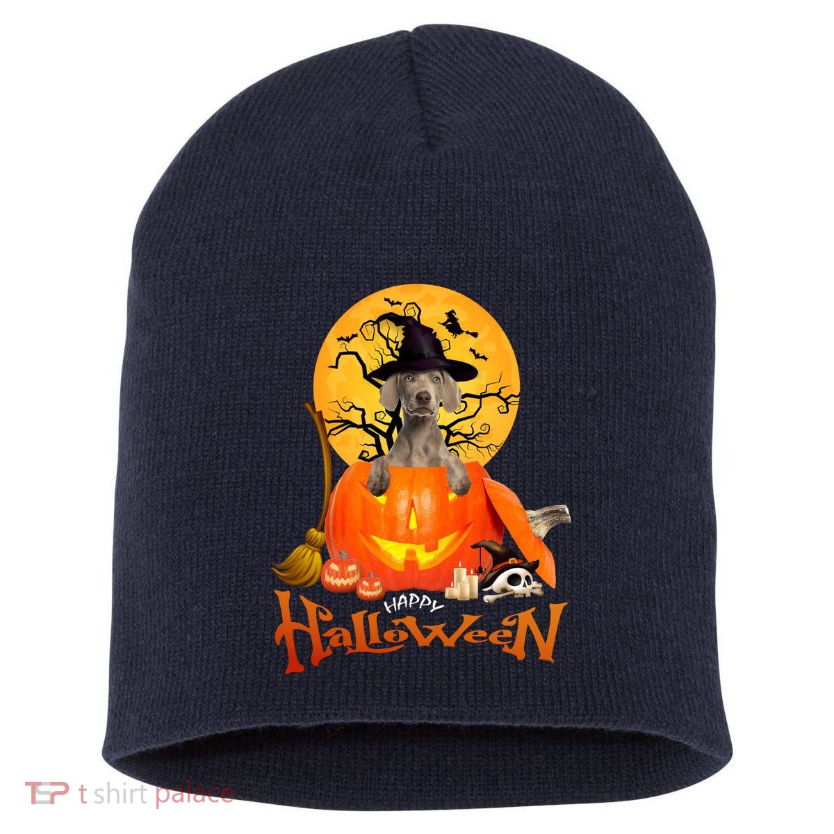 Funny Weimaraner Spooky Halloween Short Acrylic Beanie