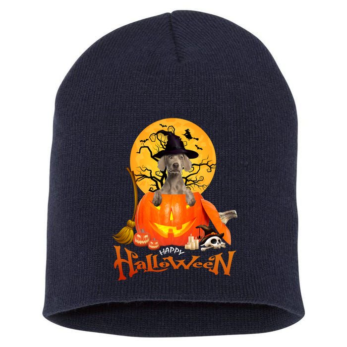 Funny Weimaraner Spooky Halloween Short Acrylic Beanie