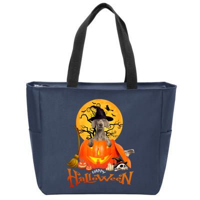 Funny Weimaraner Spooky Halloween Zip Tote Bag