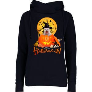 Funny Westie Spooky Halloween Womens Funnel Neck Pullover Hood