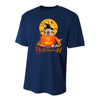 Funny Westie Spooky Halloween Youth Performance Sprint T-Shirt