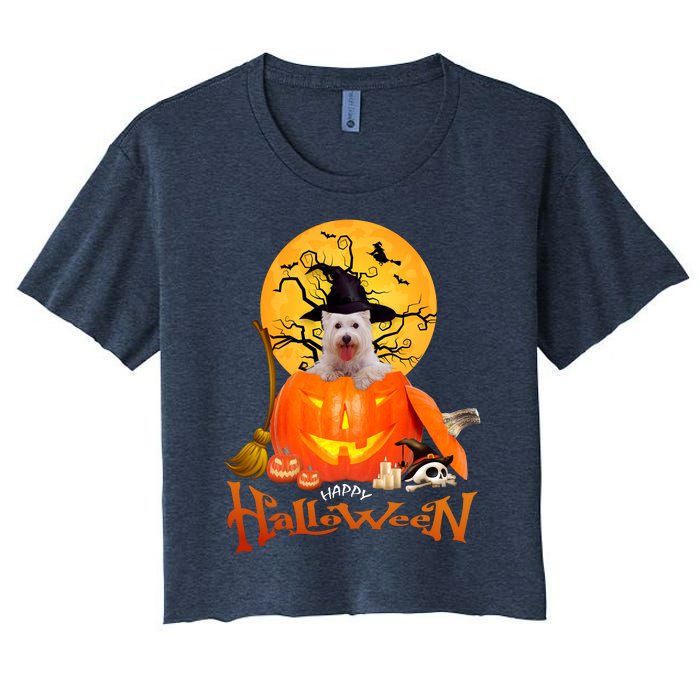 Funny Westie Spooky Halloween Women's Crop Top Tee