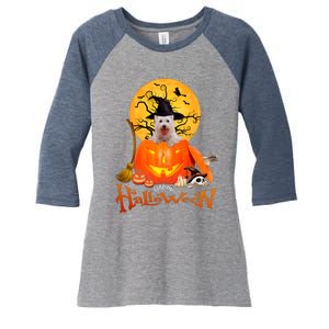 Funny Westie Spooky Halloween Women's Tri-Blend 3/4-Sleeve Raglan Shirt