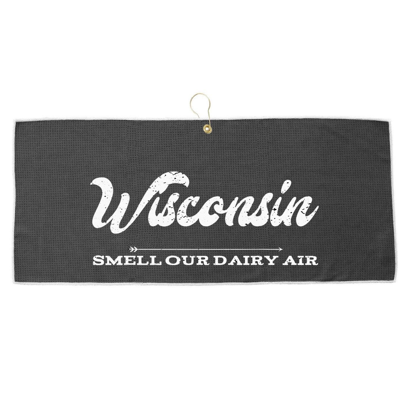 Funny Wisconsin Smell Our Dairy Air Gift Large Microfiber Waffle Golf Towel