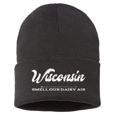 Funny Wisconsin Smell Our Dairy Air Gift Sustainable Knit Beanie