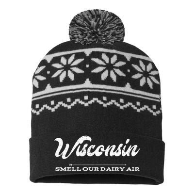 Funny Wisconsin Smell Our Dairy Air Gift USA-Made Snowflake Beanie