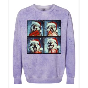 Festive Wolf Selfie Christmas Colorblast Crewneck Sweatshirt