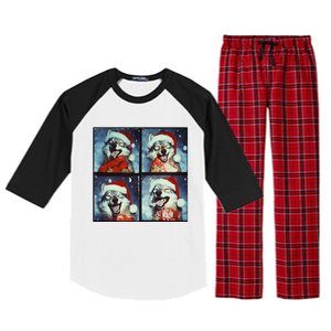 Festive Wolf Selfie Christmas Raglan Sleeve Pajama Set