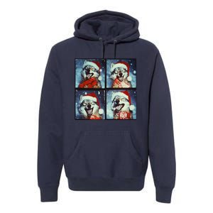 Festive Wolf Selfie Christmas Premium Hoodie