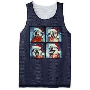 Festive Wolf Selfie Christmas Mesh Reversible Basketball Jersey Tank