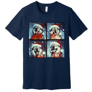 Festive Wolf Selfie Christmas Premium T-Shirt