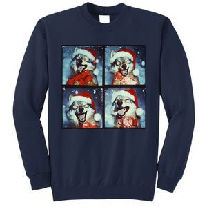 Festive Wolf Selfie Christmas Tall Sweatshirt