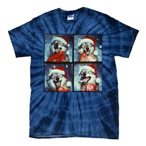 Festive Wolf Selfie Christmas Tie-Dye T-Shirt