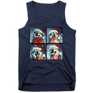 Festive Wolf Selfie Christmas Tank Top