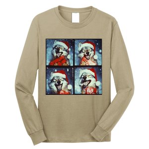 Festive Wolf Selfie Christmas Long Sleeve Shirt