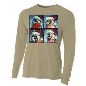 Festive Wolf Selfie Christmas Cooling Performance Long Sleeve Crew