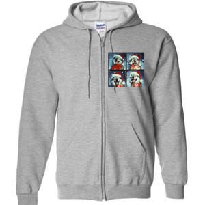 Festive Wolf Selfie Christmas Full Zip Hoodie