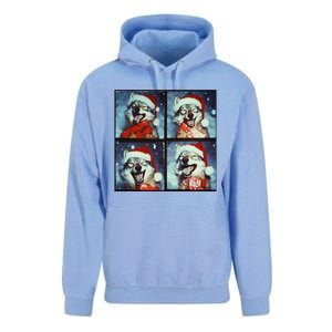 Festive Wolf Selfie Christmas Unisex Surf Hoodie