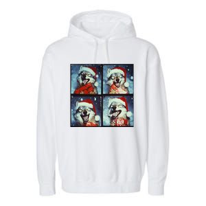 Festive Wolf Selfie Christmas Garment-Dyed Fleece Hoodie