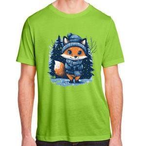 Fox Wearing Santa Hat Christmas Tree Festive Scene Cute Gift Adult ChromaSoft Performance T-Shirt