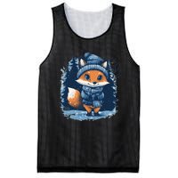 Fox Wearing Santa Hat Christmas Tree Festive Scene Cute Gift Mesh Reversible Basketball Jersey Tank