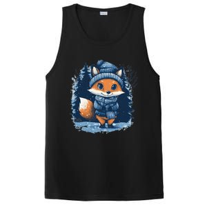 Fox Wearing Santa Hat Christmas Tree Festive Scene Cute Gift PosiCharge Competitor Tank