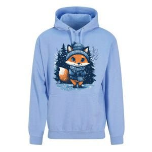 Fox Wearing Santa Hat Christmas Tree Festive Scene Cute Gift Unisex Surf Hoodie