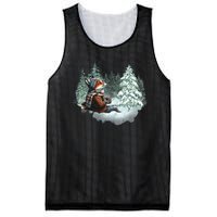 Fox Wearing Santa Hat Christmas Tree Festive Scene Mesh Reversible Basketball Jersey Tank