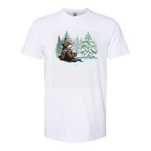 Fox Wearing Santa Hat Christmas Tree Festive Scene Softstyle CVC T-Shirt