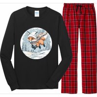 Fox Wearing Santa Hat Christmas Tree Festive Scene Long Sleeve Pajama Set