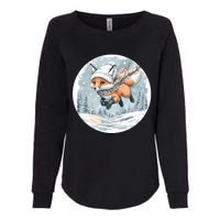 Fox Wearing Santa Hat Christmas Tree Festive Scene Womens California Wash Sweatshirt