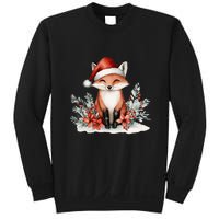 Fox Wearing Santa Hat Christmas Tree Festive Scene Sweatshirt