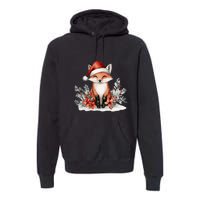 Fox Wearing Santa Hat Christmas Tree Festive Scene Premium Hoodie