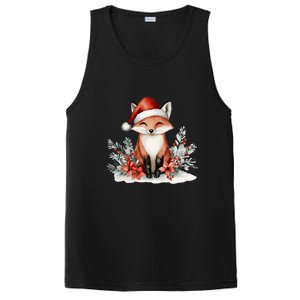 Fox Wearing Santa Hat Christmas Tree Festive Scene PosiCharge Competitor Tank