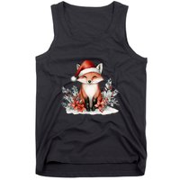 Fox Wearing Santa Hat Christmas Tree Festive Scene Tank Top