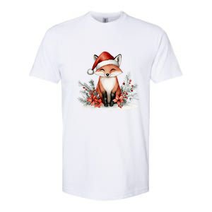 Fox Wearing Santa Hat Christmas Tree Festive Scene Softstyle CVC T-Shirt