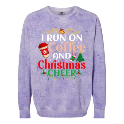 Family Winter Santa Clothing Christmas Cheer And Coffee Cool Gift Colorblast Crewneck Sweatshirt