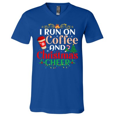 Family Winter Santa Clothing Christmas Cheer And Coffee Cool Gift V-Neck T-Shirt