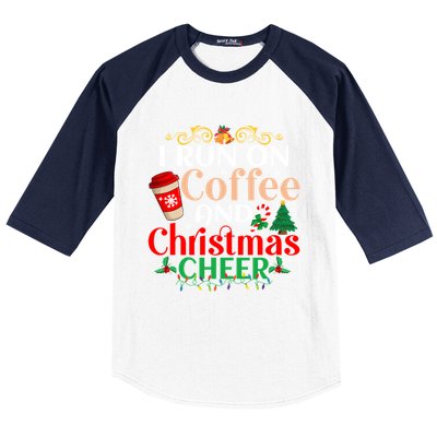 Family Winter Santa Clothing Christmas Cheer And Coffee Cool Gift Baseball Sleeve Shirt