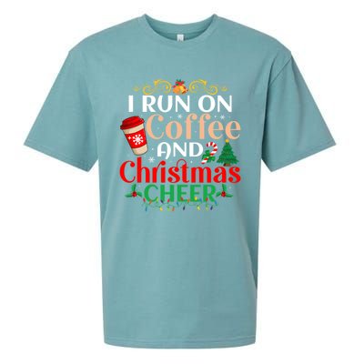 Family Winter Santa Clothing Christmas Cheer And Coffee Cool Gift Sueded Cloud Jersey T-Shirt