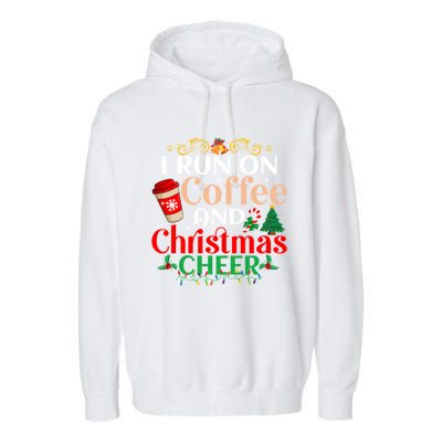 Family Winter Santa Clothing Christmas Cheer And Coffee Cool Gift Garment-Dyed Fleece Hoodie