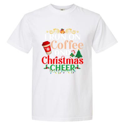 Family Winter Santa Clothing Christmas Cheer And Coffee Cool Gift Garment-Dyed Heavyweight T-Shirt