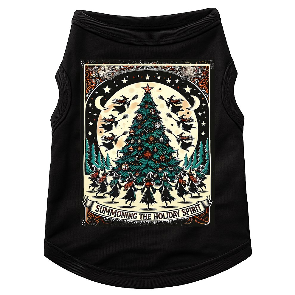 Funny Witches Summoning The Holiday Spirit Spooky Christmas Doggie Tank
