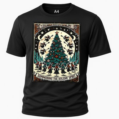 Funny Witches Summoning The Holiday Spirit Spooky Christmas Cooling Performance Crew T-Shirt