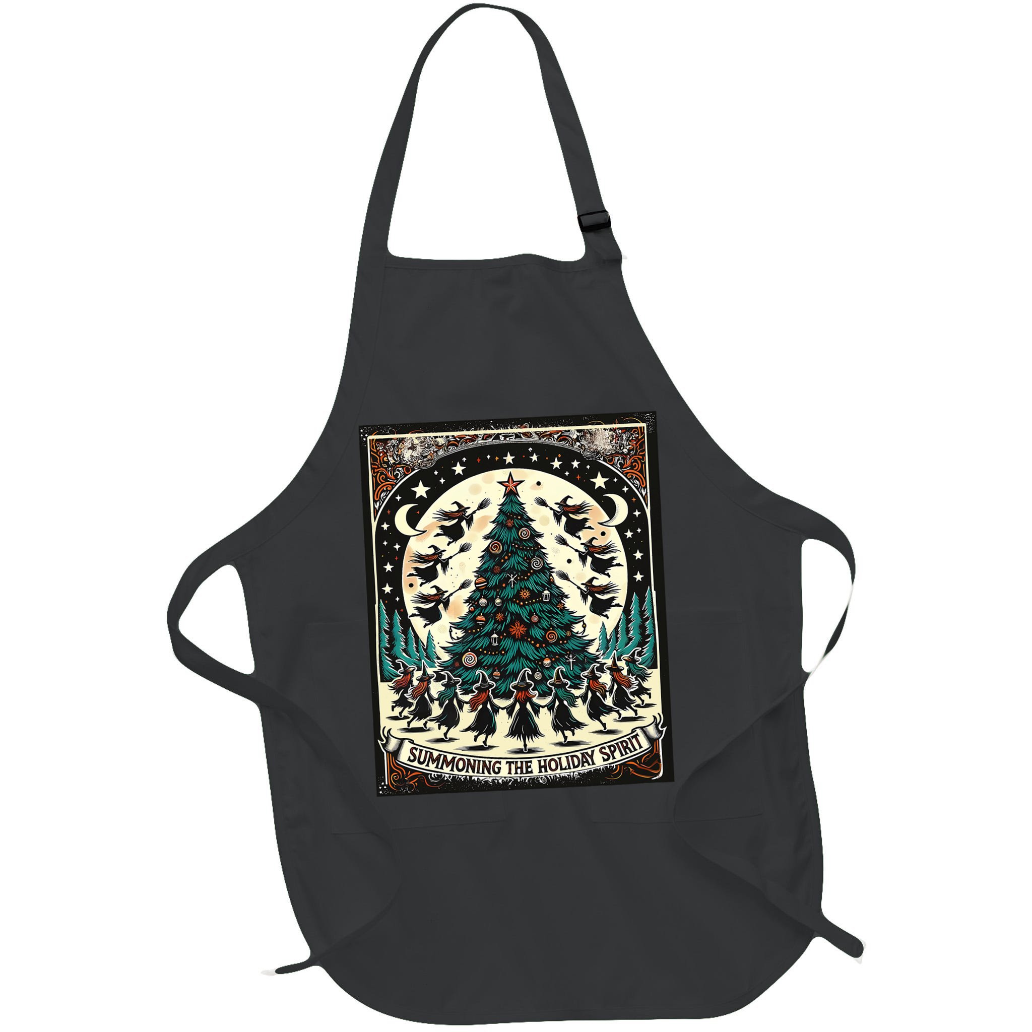 Funny Witches Summoning The Holiday Spirit Spooky Christmas Apron