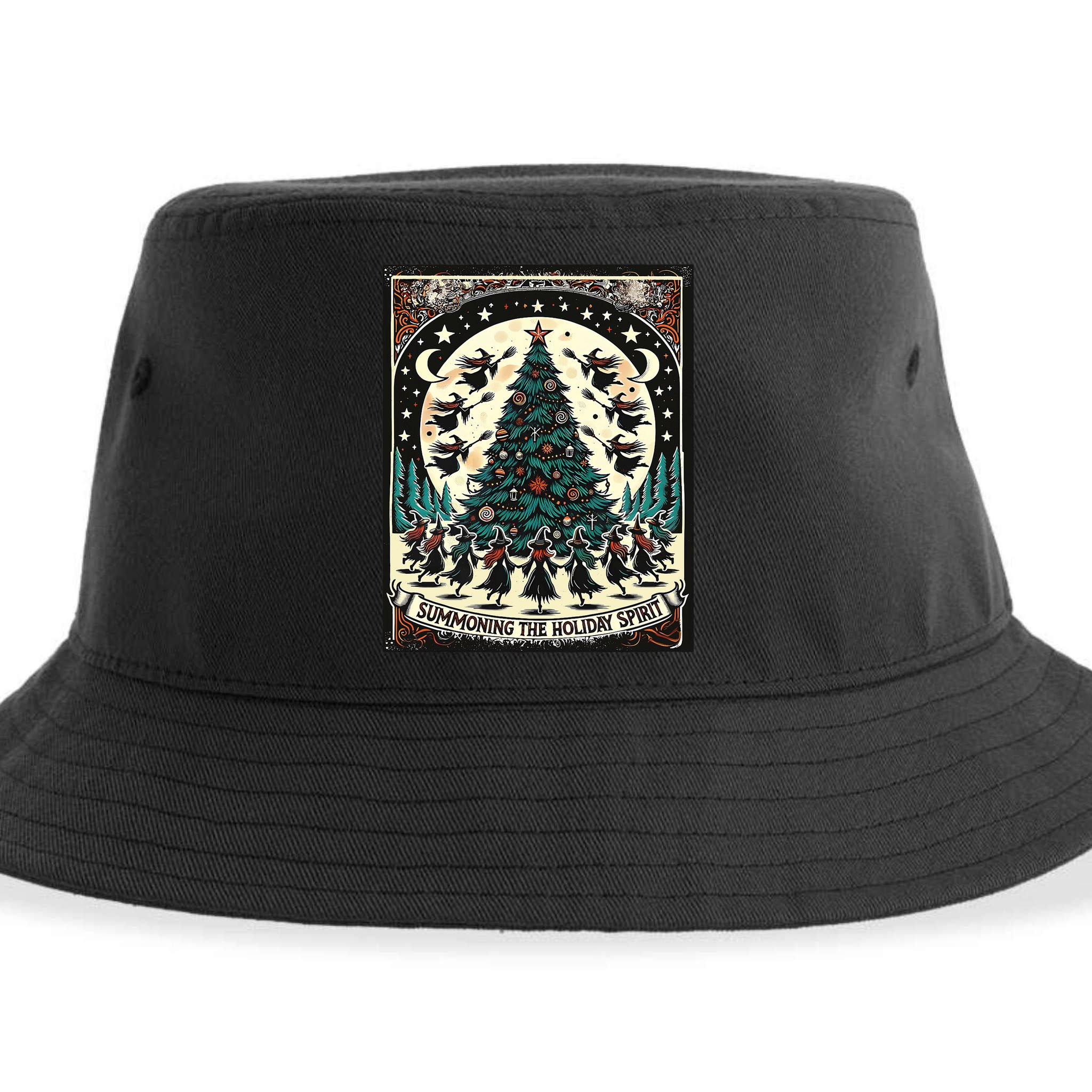 Funny Witches Summoning The Holiday Spirit Spooky Christmas Sustainable Bucket Hat